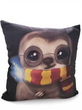 Society6 | Sloth Wizard decorative throw pillow | Black/Yellow/Red/Blue